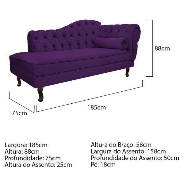 Imagem de Kit Diva Recamier Diana 185cm Lado Esquerdo e 02 Poltronas Classic Suede - ADJ Decor