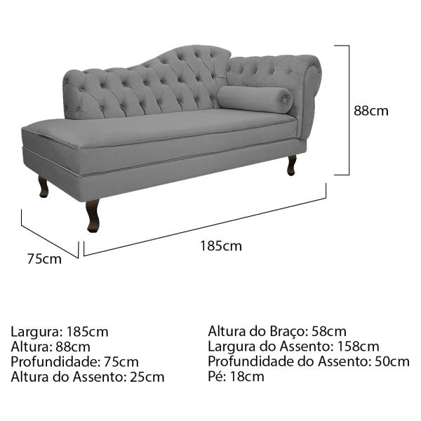 Imagem de Kit Diva Recamier Diana 185cm Lado Esquerdo e 02 Poltronas Classic Suede - Amarena Móveis