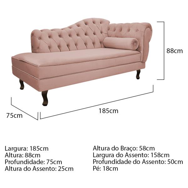 Imagem de Kit Diva Recamier Diana 185cm Lado Esquerdo e 02 Poltronas Julia Suede - ADJ Decor