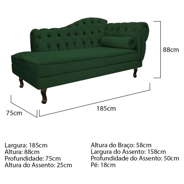 Imagem de Kit Diva Recamier Diana 185cm Lado Esquerdo e 02 Poltronas Julia Suede - ADJ Decor