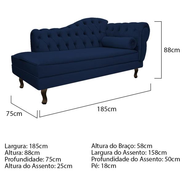 Imagem de Kit Diva Recamier Diana 185cm Lado Esquerdo e 02 Poltronas Julia Suede - Doce Sonho Móveis