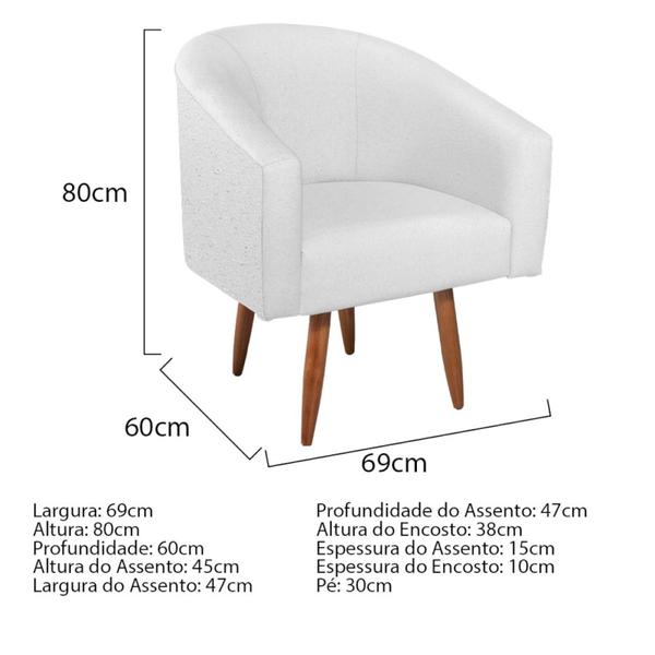 Imagem de Kit Diva Recamier Heitor 140cm Lado Direito e 02 Poltronas Luiza Suede Branco - Amarena Móveis