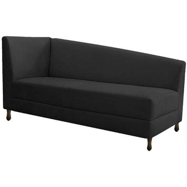 Imagem de Kit Diva Recamier Heitor 140cm Lado Direito e 02 Poltronas Luiza Suede Preto - Amarena Móveis