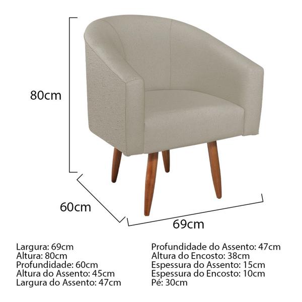 Imagem de Kit Diva Recamier Heitor 140cm Lado Esquerdo e 02 Poltronas Luiza Linho - Doce Sonho Móveis