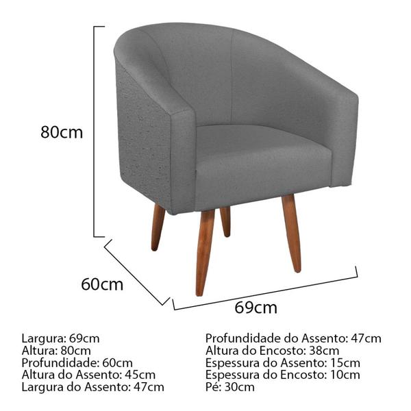 Imagem de Kit Diva Recamier Heitor 140cm Lado Esquerdo e 02 Poltronas Luiza Suede - Amarena Móveis