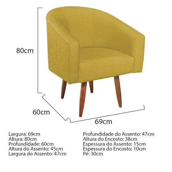 Imagem de Kit Diva Recamier Heitor 160cm Lado Direito e 02 Poltronas Luiza Suede Amarelo - Amarena Móveis