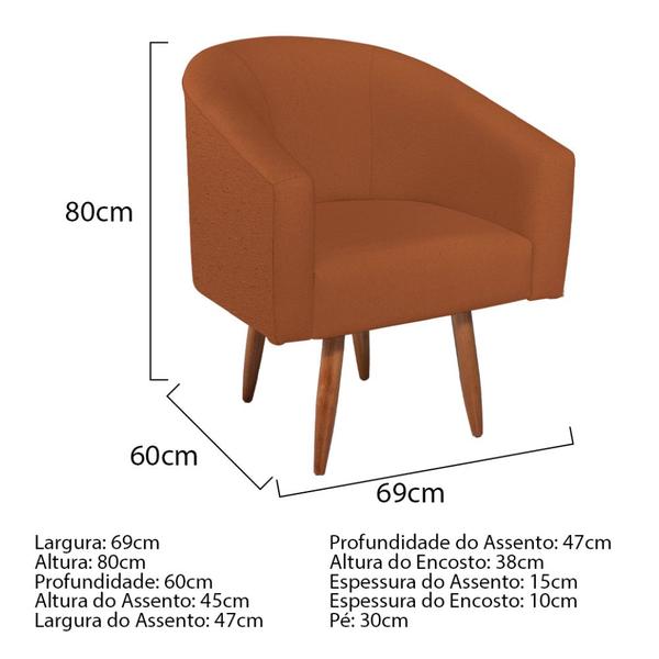 Imagem de Kit Diva Recamier Heitor 160cm Lado Direito e 02 Poltronas Luiza Suede - Amarena Móveis