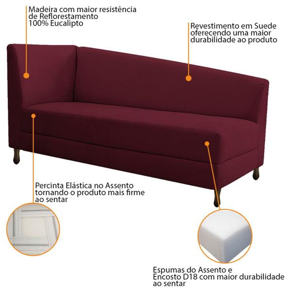 Imagem de Kit Diva Recamier Heitor 160cm Lado Direito e 02 Poltronas Luiza Suede - Doce Sonho Móveis