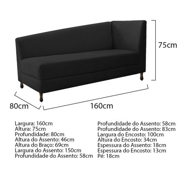 Imagem de Kit Diva Recamier Heitor 160cm Lado Esquerdo e 02 Poltronas Luiza Suede - Doce Sonho Móveis