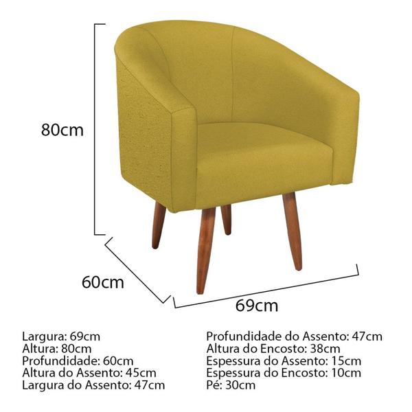 Imagem de Kit Diva Recamier Heitor 185cm Lado Esquerdo e 02 Poltronas Luiza Suede Amarelo - Amarena Móveis