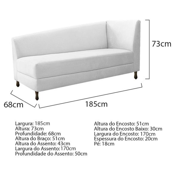 Imagem de Kit Diva Recamier Heitor 185cm Lado Esquerdo e 02 Poltronas Luiza Suede Branco - Amarena Móveis