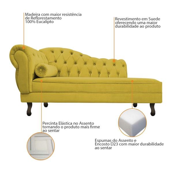 Imagem de Kit Diva Recamier Juliana 120cm Lado Direito e 1 Poltrona Classic Suede Amarelo - Amarena Móveis