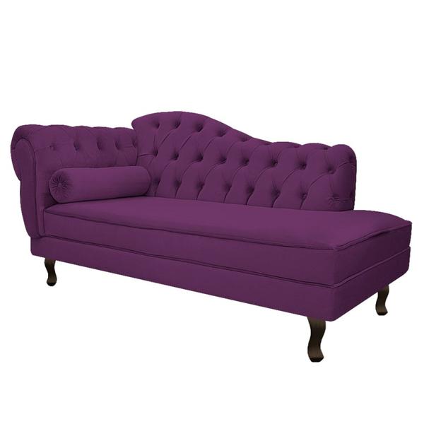 Imagem de Kit Diva Recamier Juliana 120cm Lado Direito e 1 Poltrona Classic Suede Roxo - Amarena Móveis