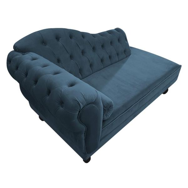 Imagem de Kit Diva Recamier Juliana 120cm Lado Direito e 2 Poltronas Classic Linho Azul Royal - Amarena Móveis