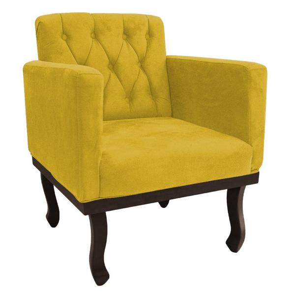 Imagem de Kit Diva Recamier Juliana 120cm Lado Direito e 2 Poltronas Classic Suede Amarelo - Amarena Móveis