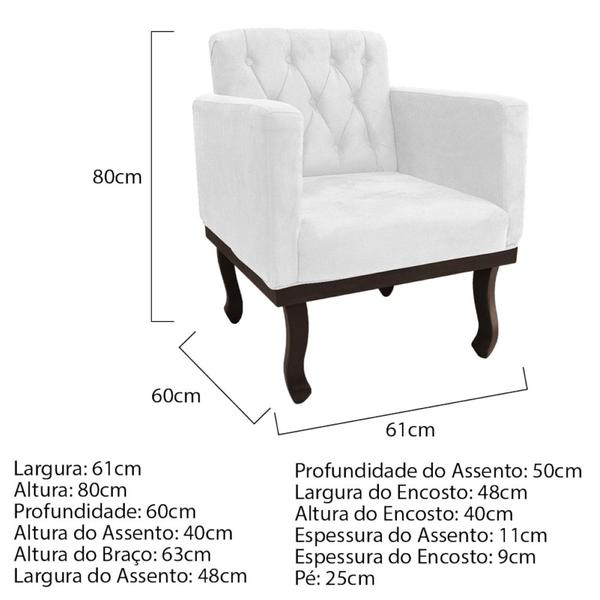 Imagem de Kit Diva Recamier Juliana 120cm Lado Esquerdo e 01 Poltrona Classic Corano Branco - Amarena Móveis