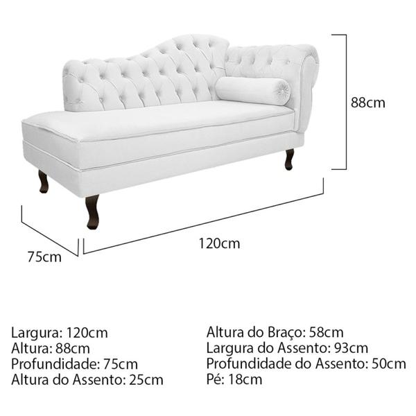 Imagem de Kit Diva Recamier Juliana 120cm Lado Esquerdo e 01 Poltrona Classic Corano Branco - Amarena Móveis