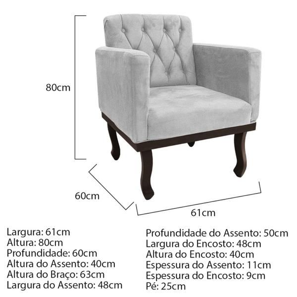 Imagem de Kit Diva Recamier Juliana 120cm Lado Esquerdo e 1 Poltrona Classic Linho Cinza Claro - Amarena Móveis