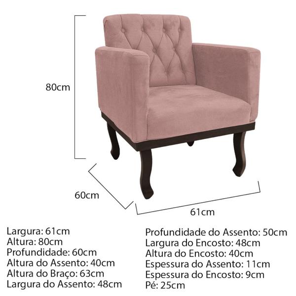 Imagem de Kit Diva Recamier Juliana 120cm Lado Esquerdo e 1 Poltrona Classic Linho Rose - Amarena Móveis