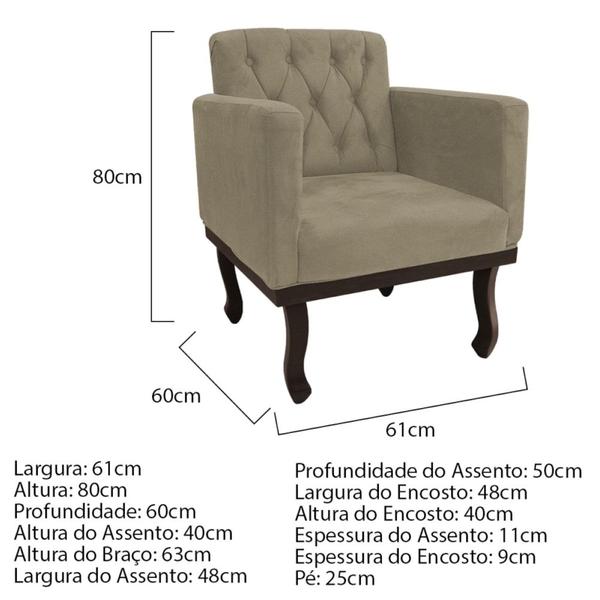 Imagem de Kit Diva Recamier Juliana 120cm Lado Esquerdo e 1 Poltrona Classic Suede Cappuccino - Amarena Móveis