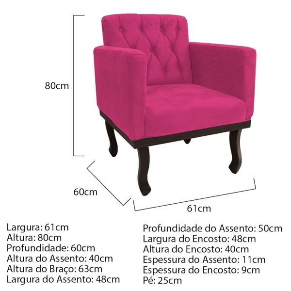 Imagem de Kit Diva Recamier Juliana 120cm Lado Esquerdo e 1 Poltrona Classic Suede Pink - Amarena Móveis