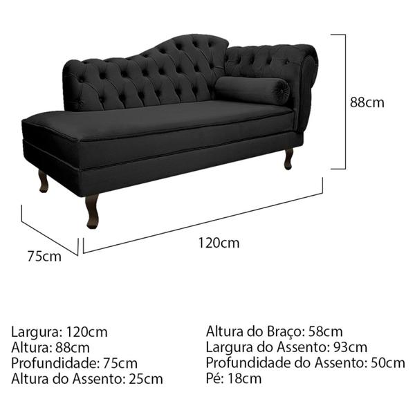 Imagem de Kit Diva Recamier Juliana 120cm Lado Esquerdo e 2 Poltrona Classic Linho Preto - Amarena Móveis