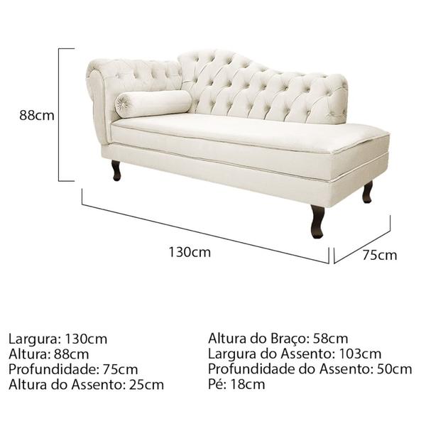 Imagem de Kit Diva Recamier Juliana 130cm Lado Direito e 01 Poltrona Classic Corano Bege - Amarena Móveis