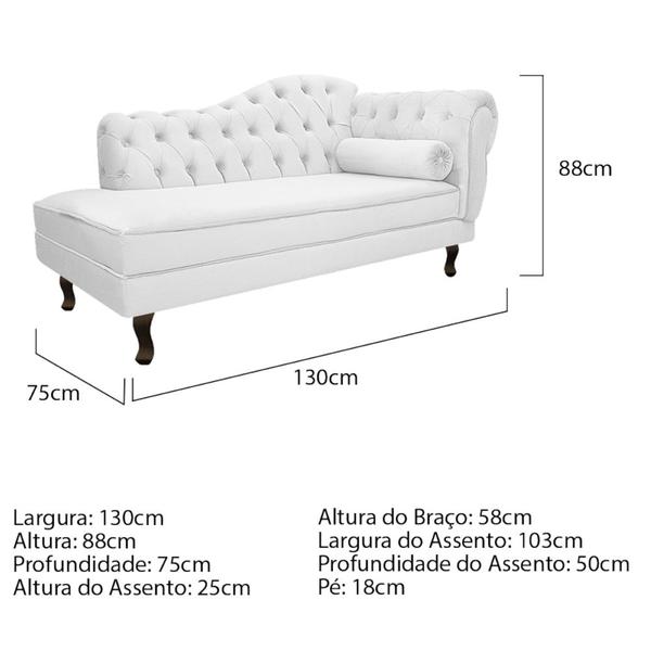 Imagem de Kit Diva Recamier Juliana 130cm Lado Esquerdo e 01 Poltrona Classic Corano Branco - Amarena Móveis