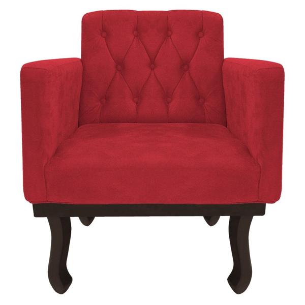 Imagem de Kit Diva Recamier Juliana 130cm Lado Esquerdo e 02 Poltronas Classic Suede Vermelho - Amarena Móveis