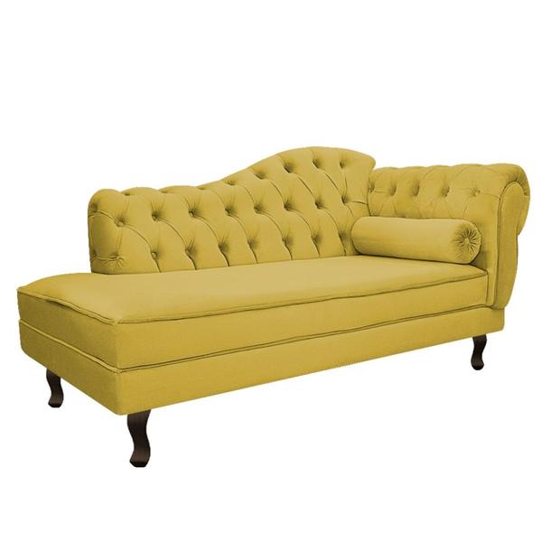 Imagem de Kit Diva Recamier Juliana 130cm Lado Esquerdo e 02 Poltronas Julia Suede Amarelo - Amarena Móveis