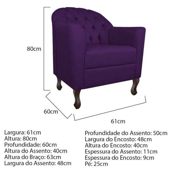 Imagem de Kit Diva Recamier Juliana 130cm Lado Esquerdo e 02 Poltronas Julia Suede Roxo - Amarena Móveis