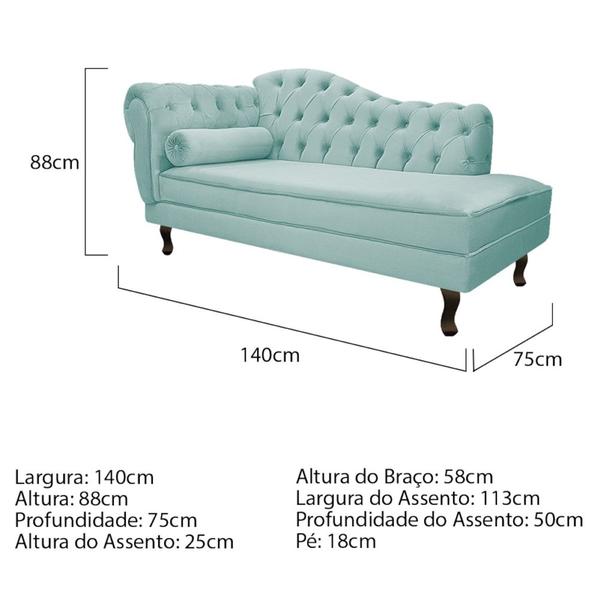 Imagem de Kit Diva Recamier Juliana 140cm Lado Direito e 01 Poltrona Classic Suede Azul Tiffany - Amarena Móveis