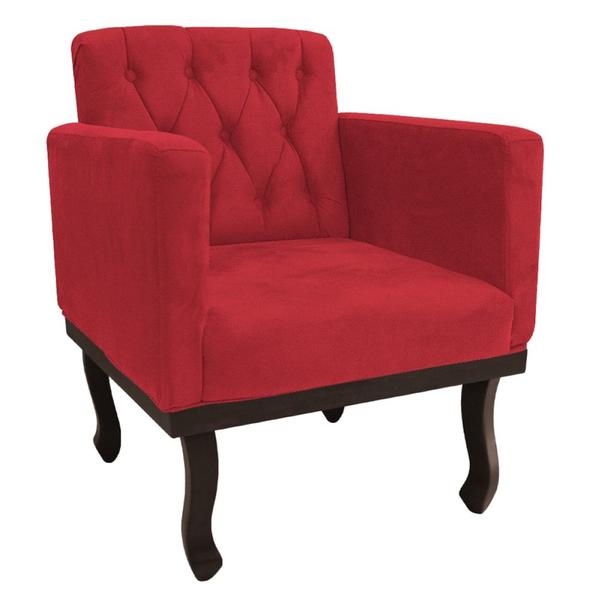 Imagem de Kit Diva Recamier Juliana 140cm Lado Direito e 01 Poltrona Classic Suede Vermelho - Amarena Móveis