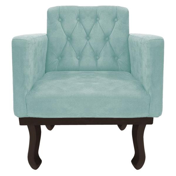 Imagem de Kit Diva Recamier Juliana 140cm Lado Direito e 02 Poltronas Classic Suede Azul Tiffany - Amarena Móveis