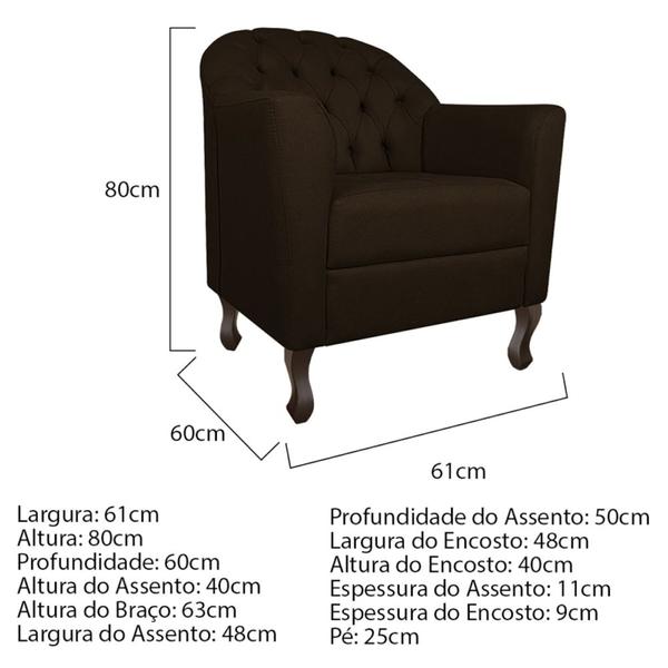 Imagem de Kit Diva Recamier Juliana 140cm Lado Direito e 02 Poltronas Julia Corano Marrom - Amarena Móveis