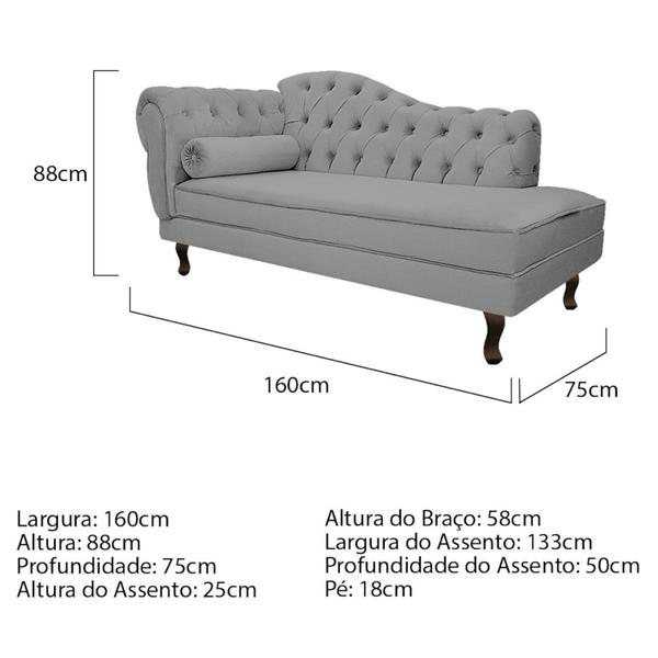 Kit Diva Recamier Juliana 160cm Lado Direito e 01 Poltrona Classic Corano Cinza - Amarena Móveis Imagem de Kit Diva Recamier Juliana 160cm Lado Direito e 01 Poltrona Classic Corano Cinza - Amarena Móveis