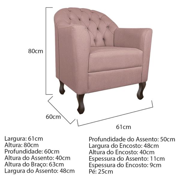 Imagem de Kit Diva Recamier Juliana 160cm Lado Direito e 02 Poltronas Julia Linho Rosê - Amarena Móveis