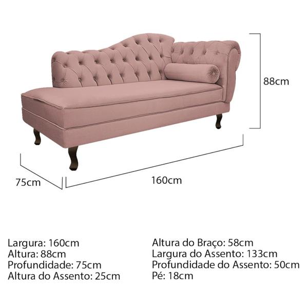 Imagem de Kit Diva Recamier Juliana 160cm Lado Esquerdo e 01 Poltrona Classic Linho Rosê - Amarena Móveis