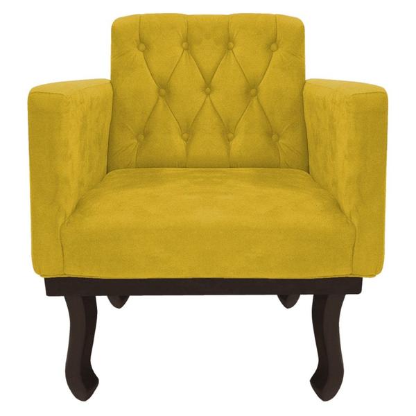 Imagem de Kit Diva Recamier Juliana 160cm Lado Esquerdo e 01 Poltrona Classic Suede Amarelo - Amarena Móveis