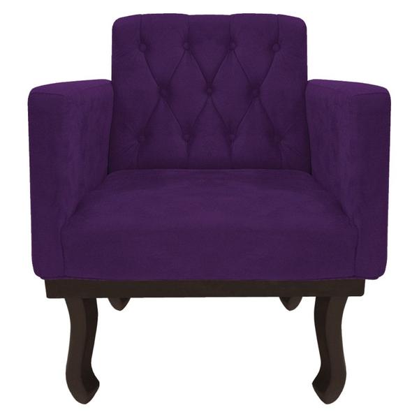 Imagem de Kit Diva Recamier Juliana 160cm Lado Esquerdo e 02 Poltronas Classic Suede Roxo - Amarena Móveis