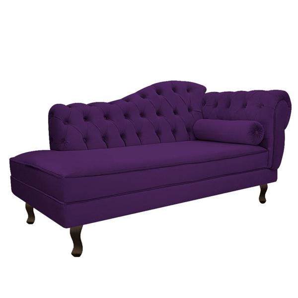 Imagem de Kit Diva Recamier Juliana 160cm Lado Esquerdo e 02 Poltronas Julia Suede Roxo - Amarena Móveis