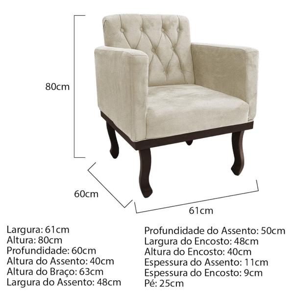 Imagem de Kit Diva Recamier Juliana 185cm Lado Direito e 02 Poltronas Classic Linho Bege - Amarena Móveis