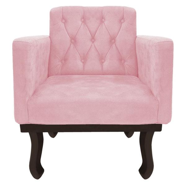 Imagem de Kit Diva Recamier Juliana 185cm Lado Direito e 02 Poltronas Classic Suede Rosa Bebê - Amarena Móveis