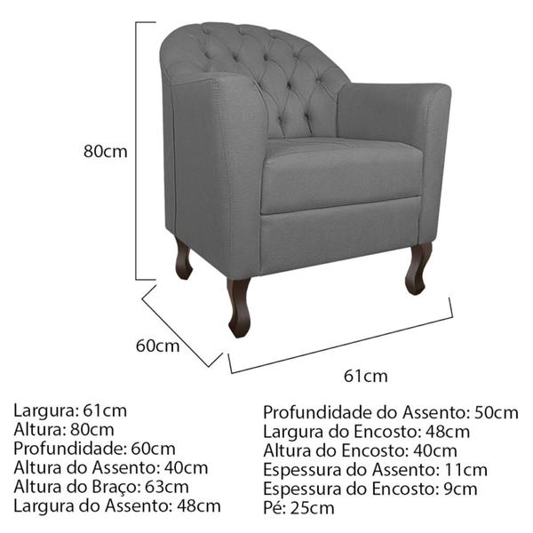 Imagem de Kit Diva Recamier Juliana 185cm Lado Direito e 02 Poltronas Julia Suede Cinza - Amarena Móveis