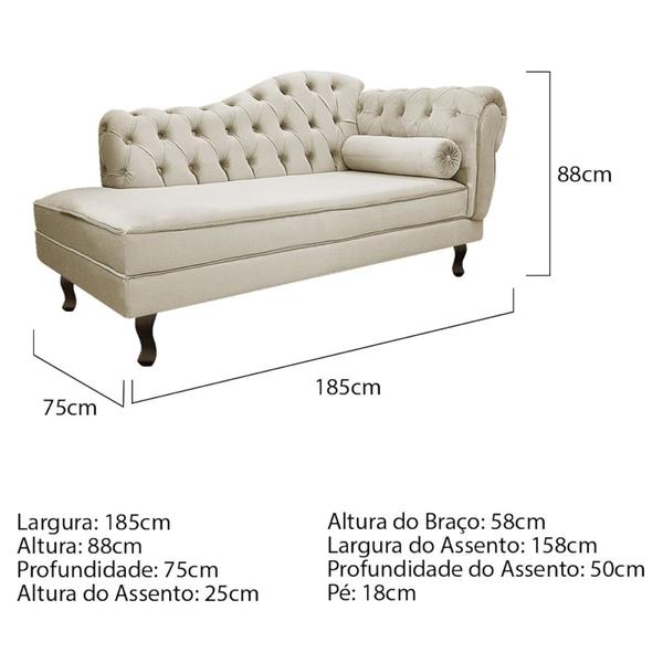 Imagem de Kit Diva Recamier Juliana 185cm Lado Esquerdo e 01 Poltrona Classic Linho Bege - Amarena Móveis