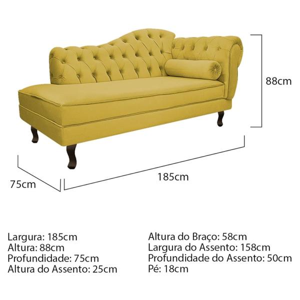 Imagem de Kit Diva Recamier Juliana 185cm Lado Esquerdo e 02 Poltronas Julia Suede Amarelo - Amarena Móveis