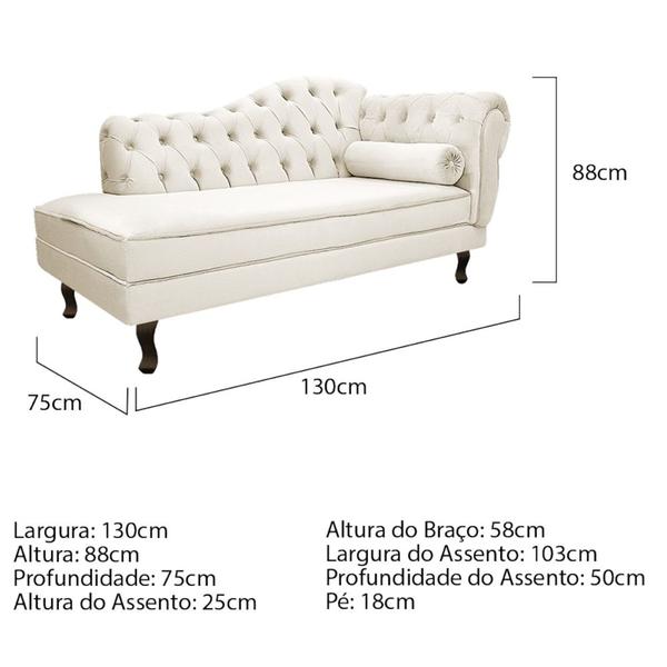 Imagem de Kit Diva Recamier Juliana130cm Lado Esquerdo e 02 Poltronas Classic Corano Bege - Amarena Móveis