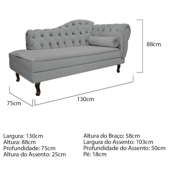 Imagem de Kit Diva Recamier Juliana130cm Lado Esquerdo e 02 Poltronas Classic Corano Cinza - Amarena Móveis