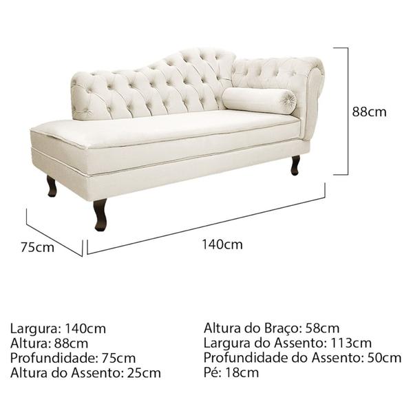 Imagem de Kit Diva Recamier Juliana140cm Lado Esquerdo e 02 Poltronas Classic Corano Bege - Amarena Móveis