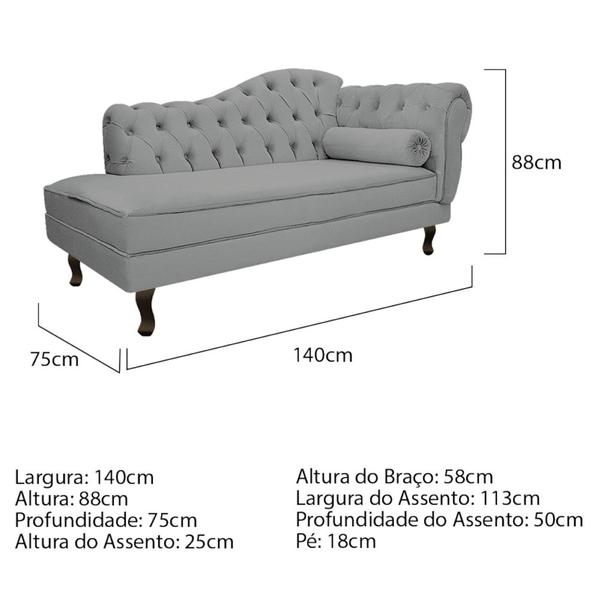 Imagem de Kit Diva Recamier Juliana140cm Lado Esquerdo e 02 Poltronas Classic Corano Cinza - Amarena Móveis